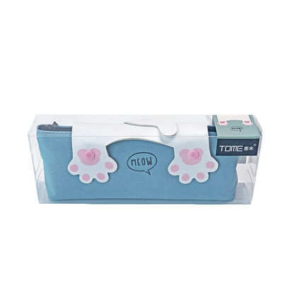 Zippered Canvas Pencil Bag in Adorable Cartoon Cat Print for Personalized Stationery