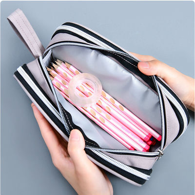 Large Capacity School Pencil Case Customized Canvas Pencil Bag with Colorful Pattern