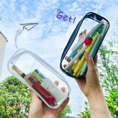 Boys or Girls 19*7*4.5cm Clear Exam Pencil Case with Zipper and 2022 at Office School