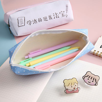 Canvas Pencil Case with PVC Lining Material and Cartoon Printing Zipper Pencil Pouch Bag