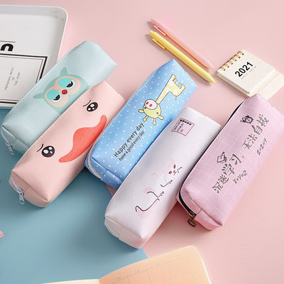 Canvas Pencil Case with PVC Lining Material and Cartoon Printing Zipper Pencil Pouch Bag