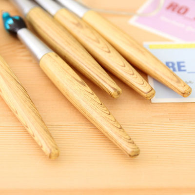 Office School Chinese Calligraphy Brush Shape Mental Wood Blue Ink Ballpoint Pen